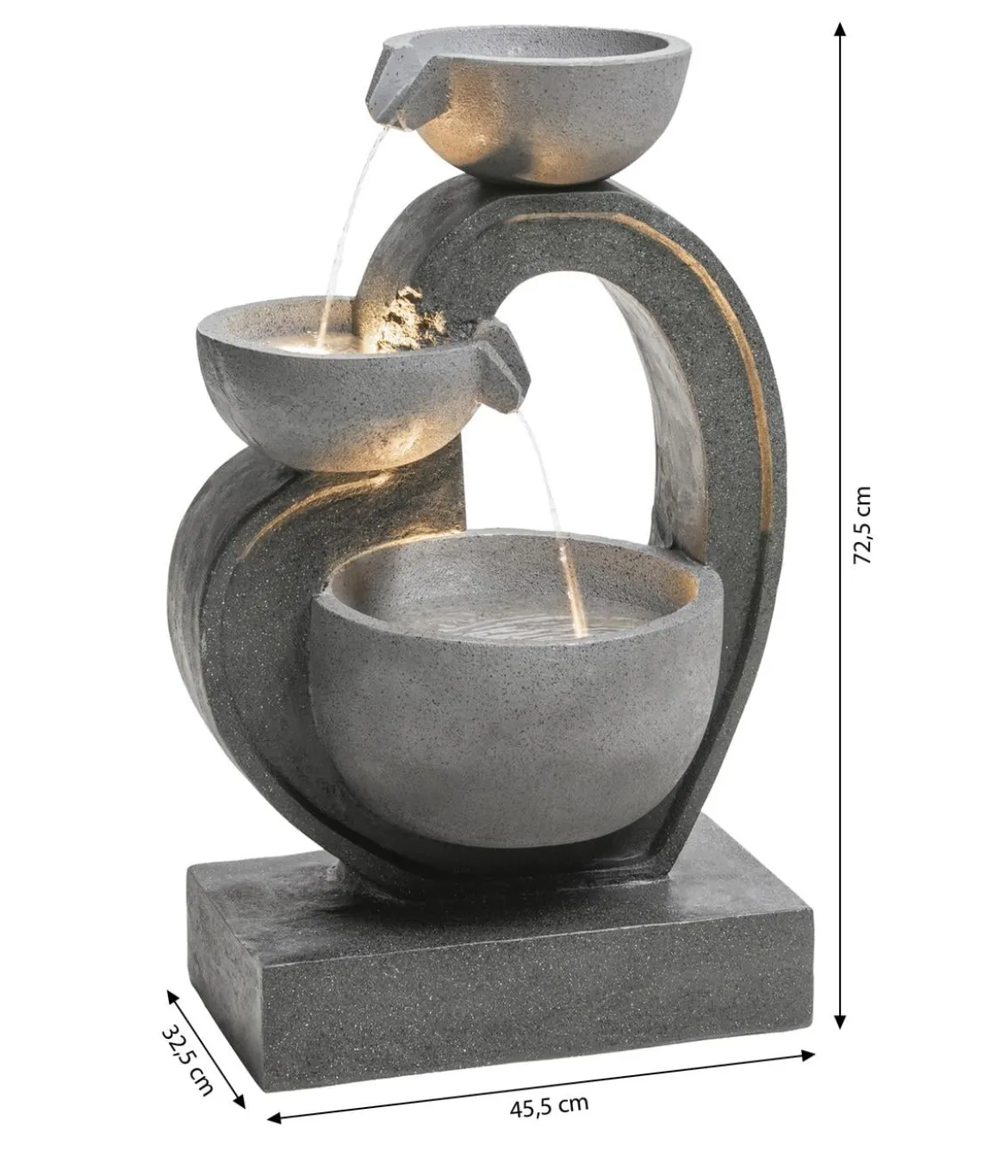 Dehner Polyresin-Gartenbrunnen Heart, solarfähig, ca. H72,5 cm
