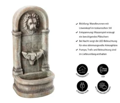 Dehner Polyresin-Wandbrunnen Faro, solarfähig, ca. H103,5 cm