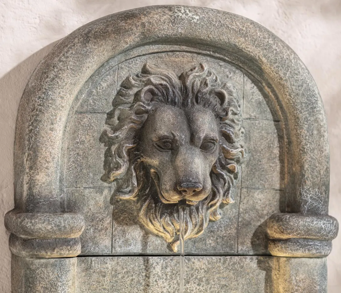 Dehner Polyresin-Wandbrunnen Faro, solarfähig, ca. H103,5 cm