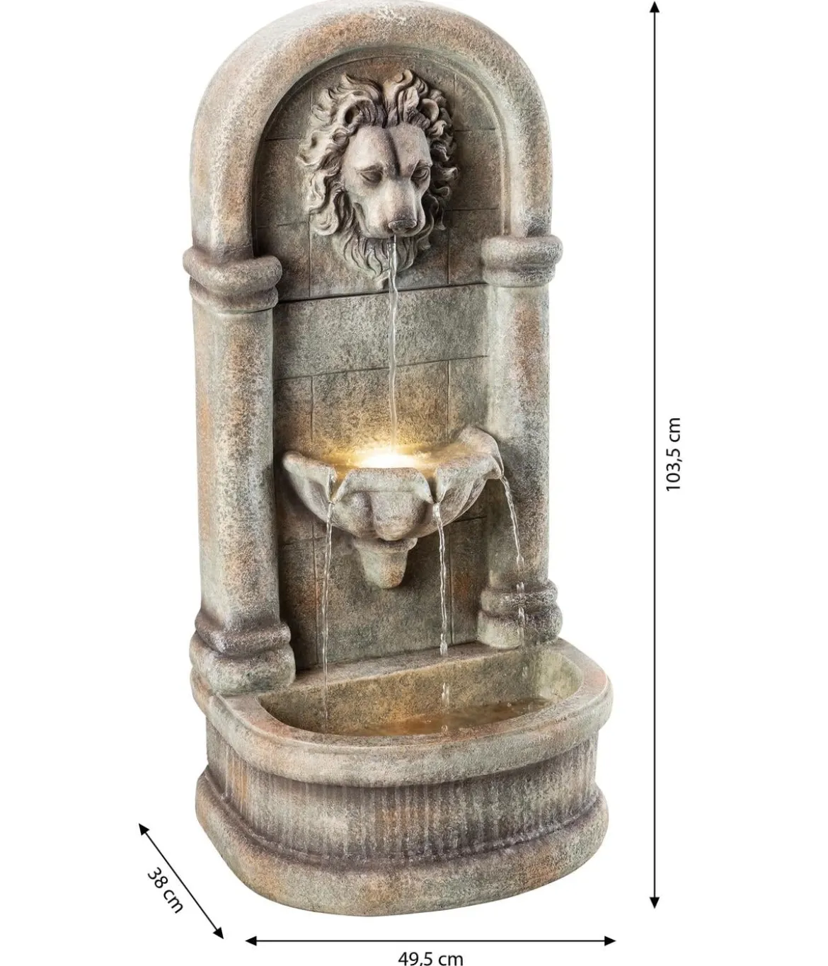 Dehner Polyresin-Wandbrunnen Faro, solarfähig, ca. H103,5 cm