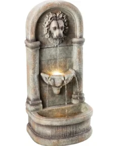 Dehner Polyresin-Wandbrunnen Faro, solarfähig, ca. H103,5 cm