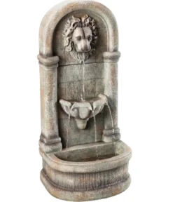 Dehner Polyresin-Wandbrunnen Faro, solarfähig, ca. H103,5 cm