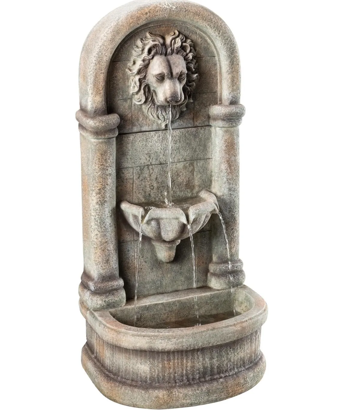 Dehner Polyresin-Wandbrunnen Faro, solarfähig, ca. H103,5 cm