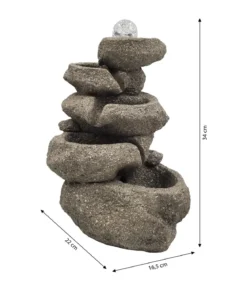 Dehner Polyresin-Zimmerbrunnen Olina mit LED-Beleuchtung, ca. H34 cm