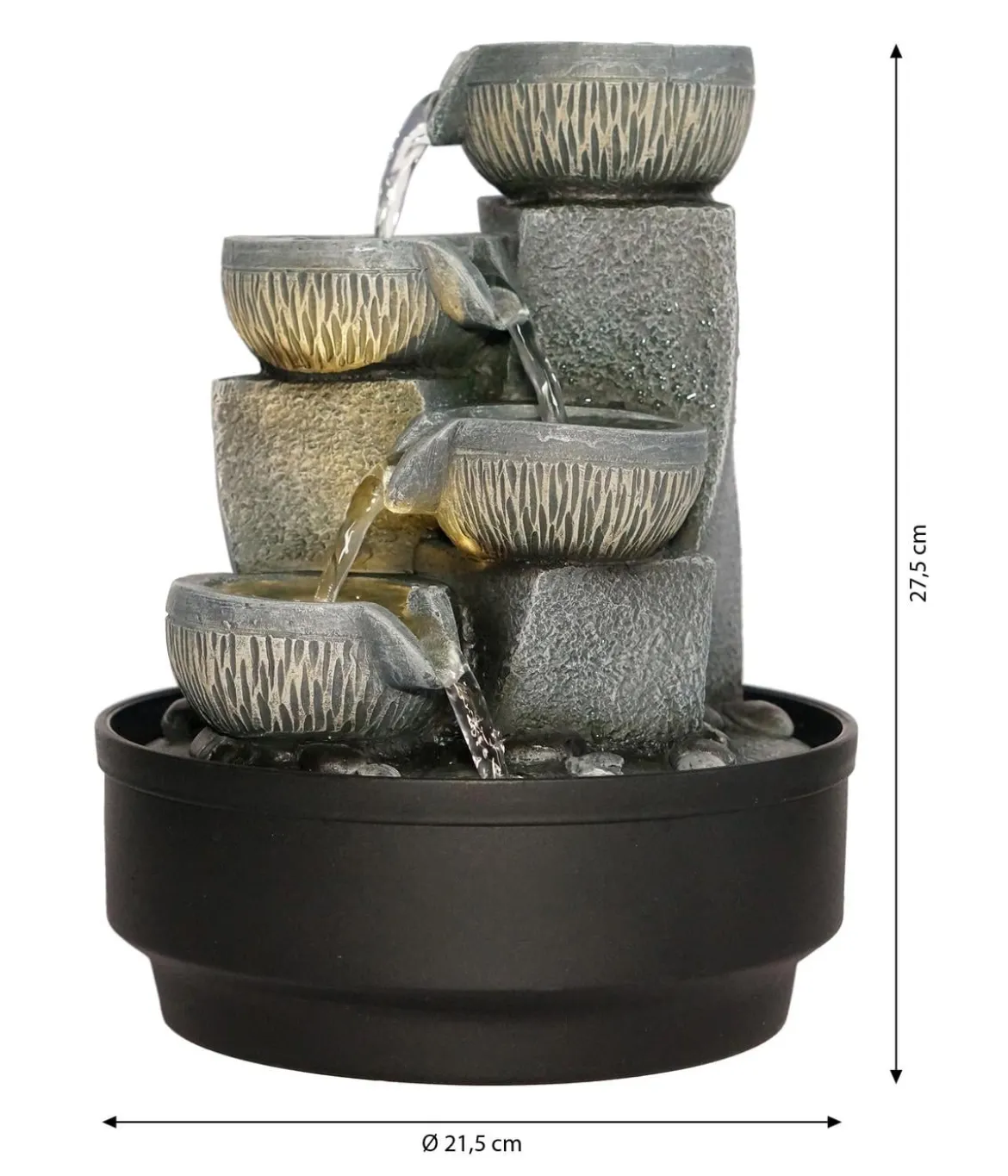 Dehner Polyresin-Zimmerbrunnen Nalani mit LED-Beleuchtung, ca. H27,5 cm