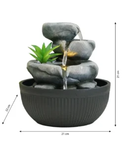 Dehner Polyresin-Zimmerbrunnen Lono mit LED-Beleuchtung, ca. H21 cm