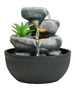 Dehner Polyresin-Zimmerbrunnen Lono mit LED-Beleuchtung, ca. H21 cm