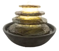 Dehner Polyresin-Zimmerbrunnen Hoku mit LED-Beleuchtung, ca. H16,5 cm