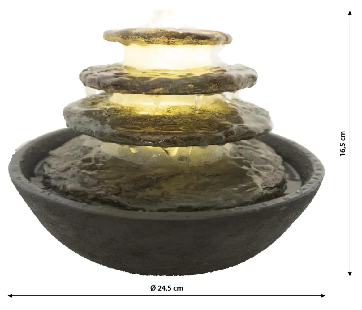 Dehner Polyresin-Zimmerbrunnen Hoku mit LED-Beleuchtung, ca. H16,5 cm