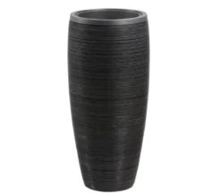 Dehner Polystone-Pflanzvase Singapur in Riffeloptik, rund, anthrazit