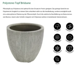 Dehner Polystone-Topf Brisbane in Riffeloptik, rund