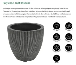 Dehner Polystone-Topf Brisbane in Riffeloptik, rund