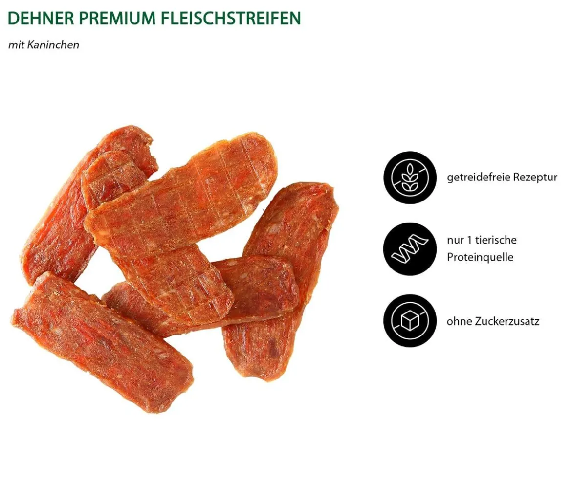 Dehner Premium Hundesnack Fleischstreifen Kaninchen, 170 g