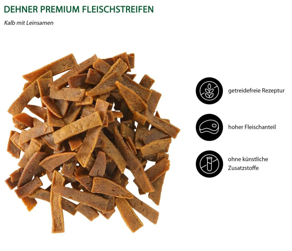 Dehner Premium Katzensnack Fleischstreifen, Kalb, 45 g
