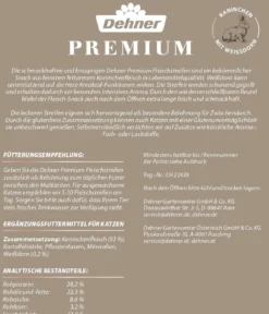 Dehner Premium Katzensnack Fleischstreifen, Kaninchen mit Weißdorn, 45 g