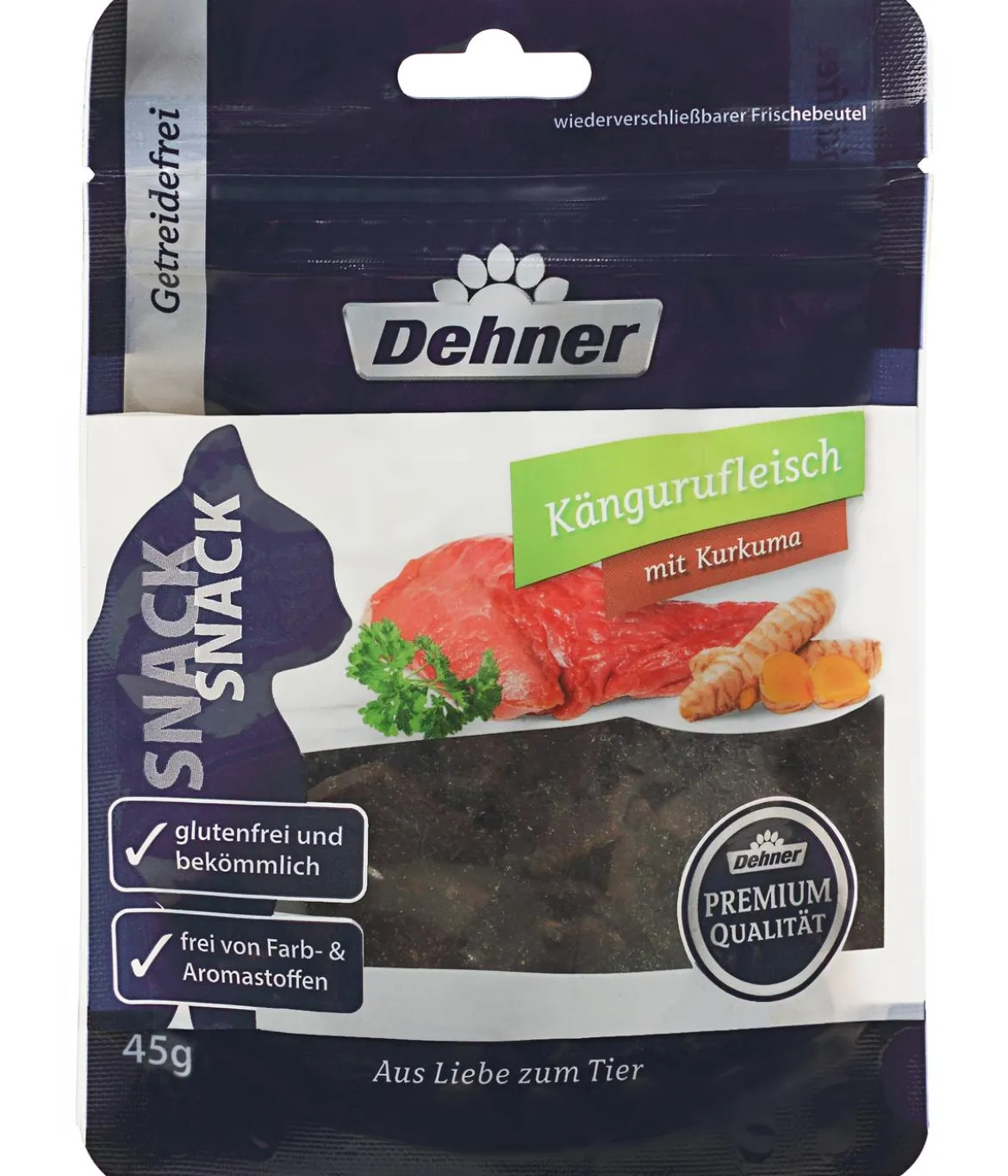Dehner Premium Katzensnack Kängurufleisch mit Kurkuma, 45 g