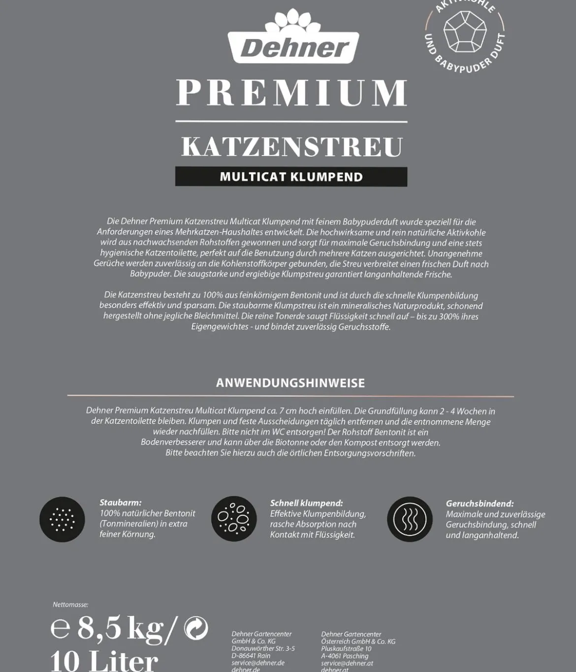 Dehner Premium Katzenstreu Multicat Klumpend, 8,5 kg