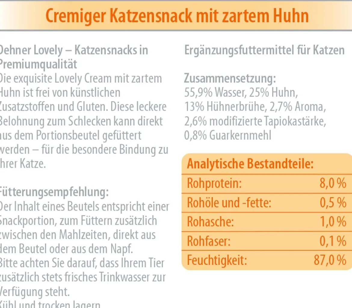 Dehner Premium Lovely Katzensnack Cream Meine Naschkatze, 12 x 6 x 14 g