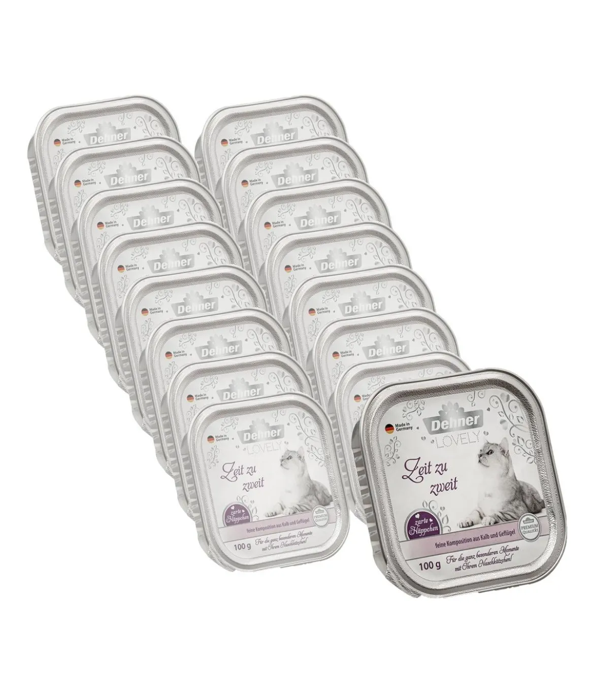 Dehner Premium Lovely Nassfutter für Katzen Zeit zu zweit, 16 x 100 g