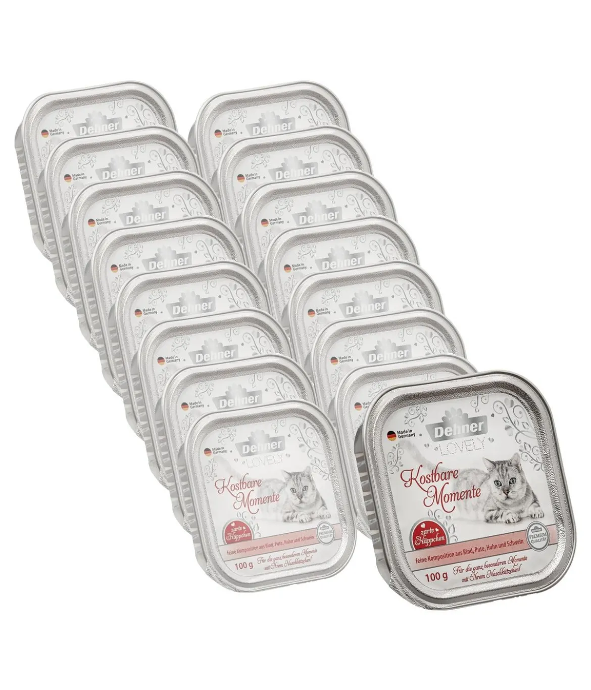 Dehner Premium Lovely Nassfutter für Katzen Kostbare Momente, 16 x 100 g