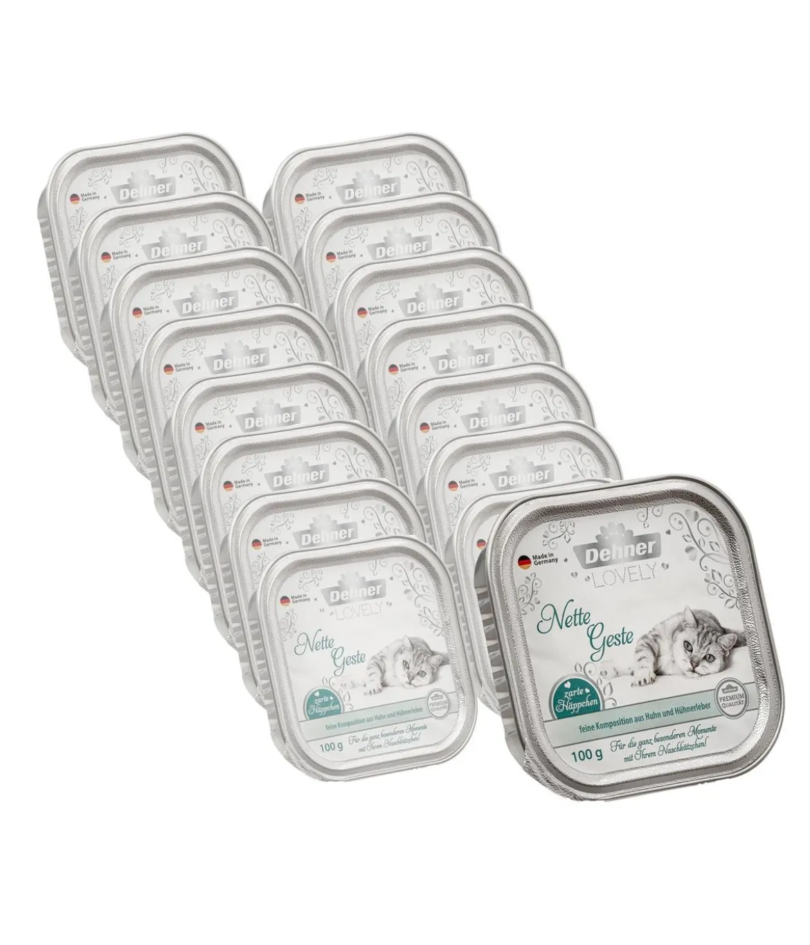 Dehner Premium Lovely Nassfutter für Katzen Nette Geste, 16 x 100 g
