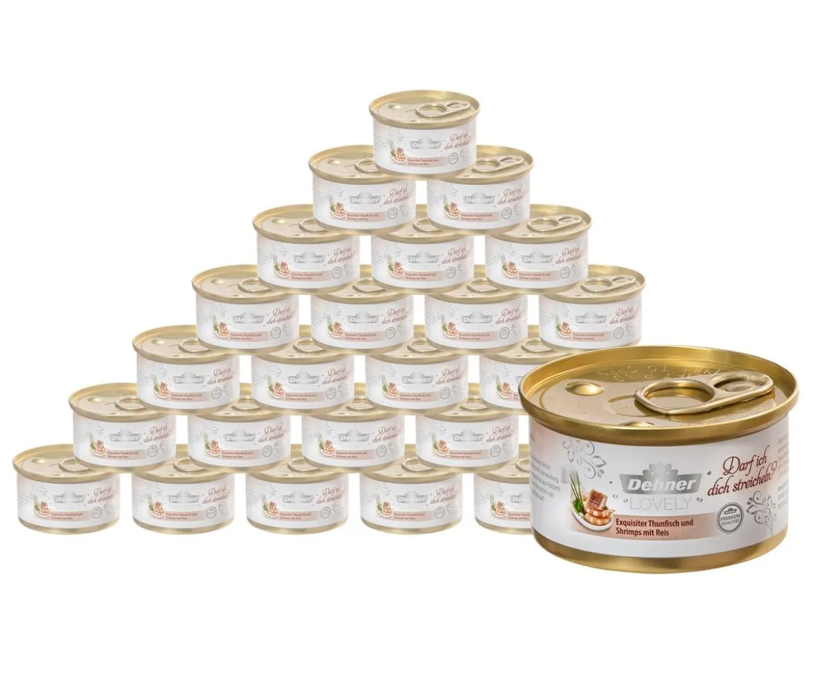 Dehner Premium Lovely Nassfutter für Katzen Darf ich dich streicheln?, 24 x 80 g
