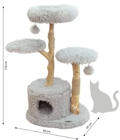 Dehner Premium Lovely Natur-Kratzbaum Aufsteigen & Abschalten, ca. B60/H100-110/T45 cm