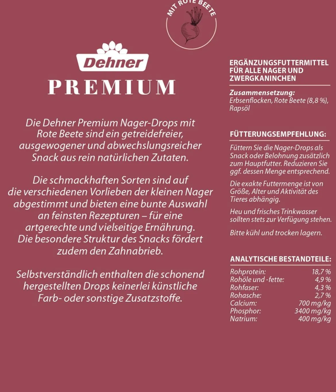 Dehner Premium Nager-Drops, 3 x 140 g