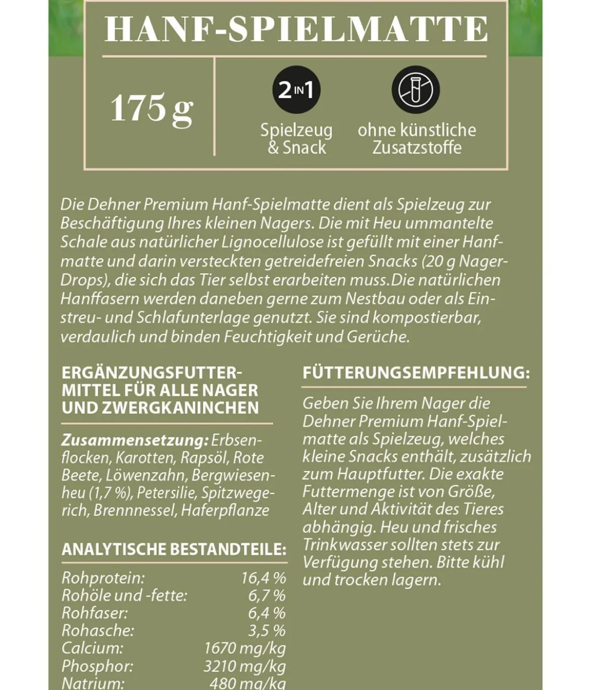 Dehner Premium Nager-Hanf-Spielmatte, 175 g