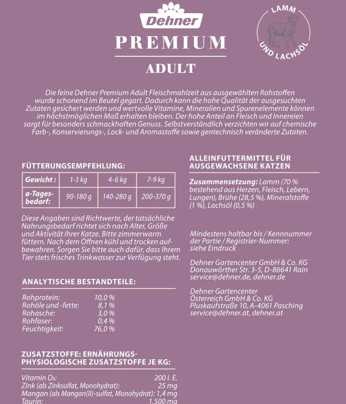Dehner Premium Nassfutter für Katzen Adult, 12 x 100 g