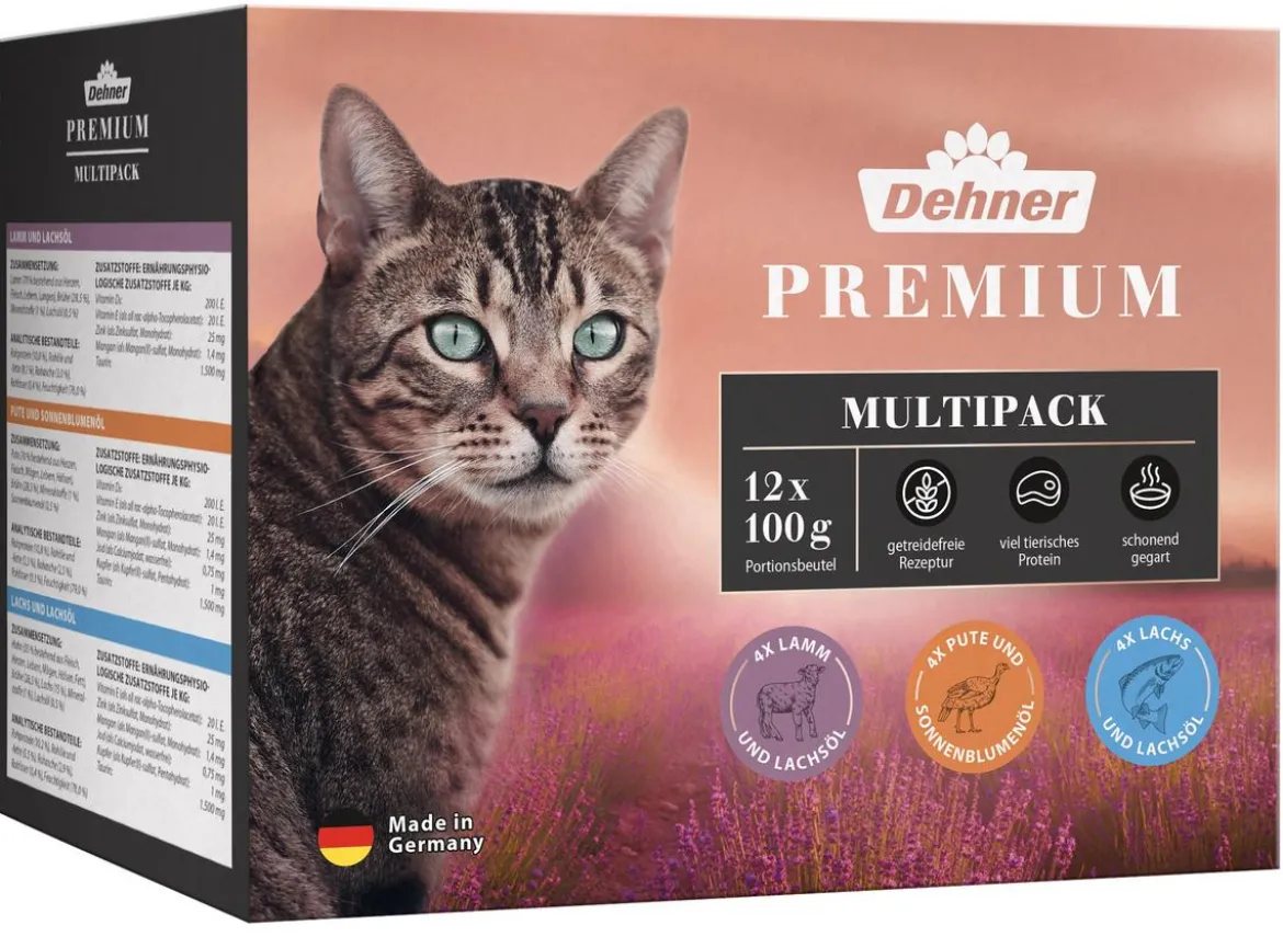 Dehner Premium Nassfutter für Katzen Multipack Adult, 12 x 100 g