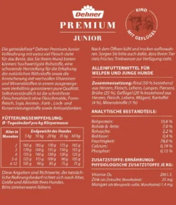 Dehner Premium Nassfutter für Hunde Junior, Rind mit Geflügel