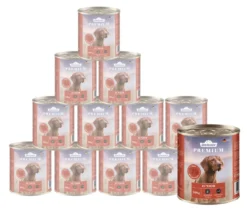 Dehner Premium Nassfutter für Hunde Junior, Rind mit Geflügel