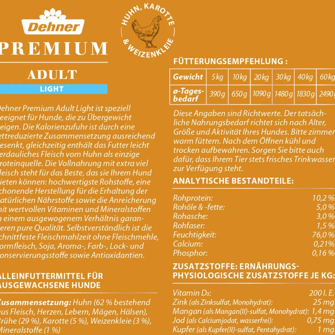Dehner Premium Nassfutter für Hunde Adult Light