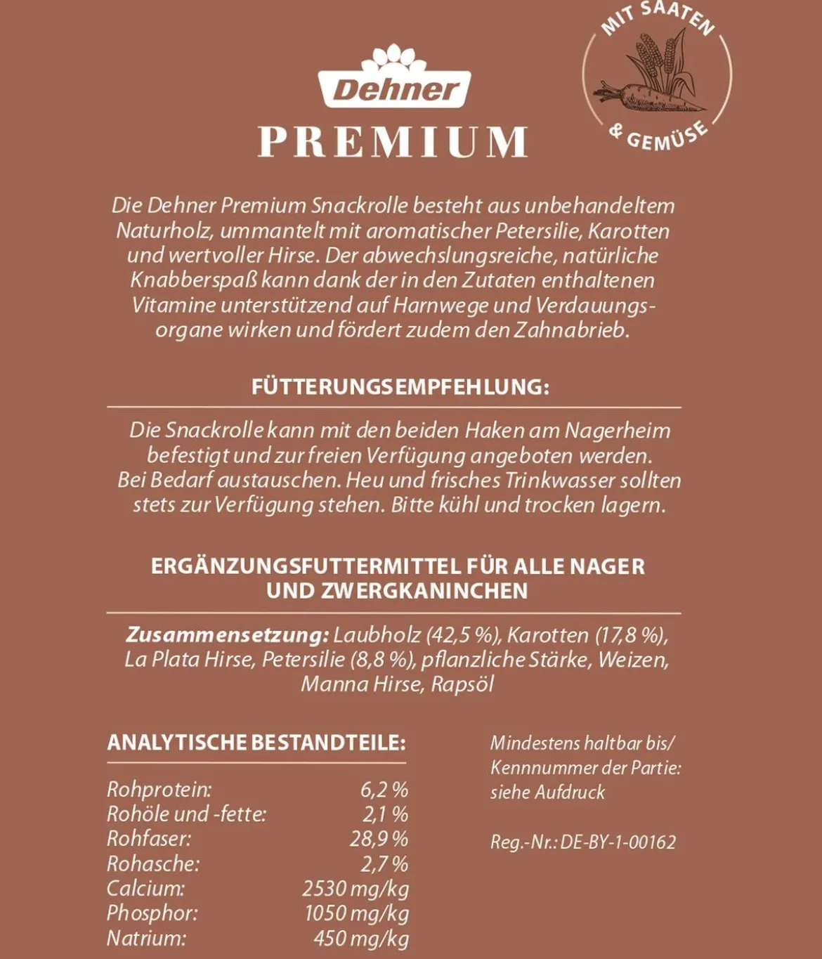Dehner Premium Snackrolle für Nager, Saaten & Gemüse, 160 g