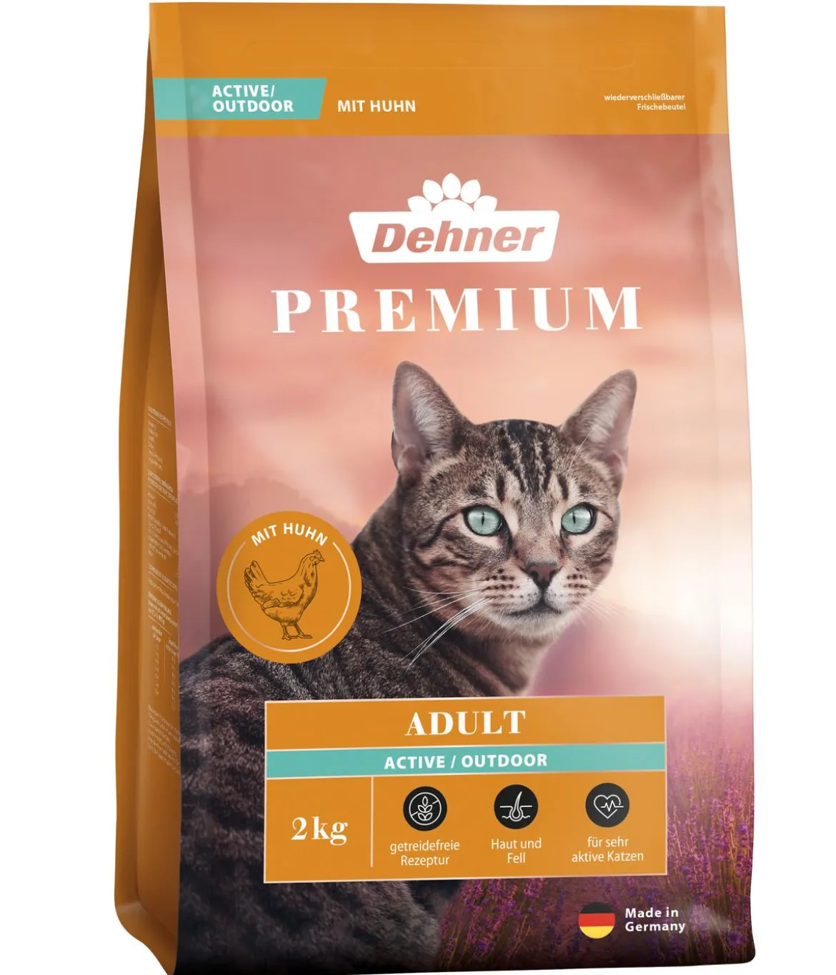 Dehner Premium Trockenfutter für Katzen Active/Outdoor Adult, Huhn