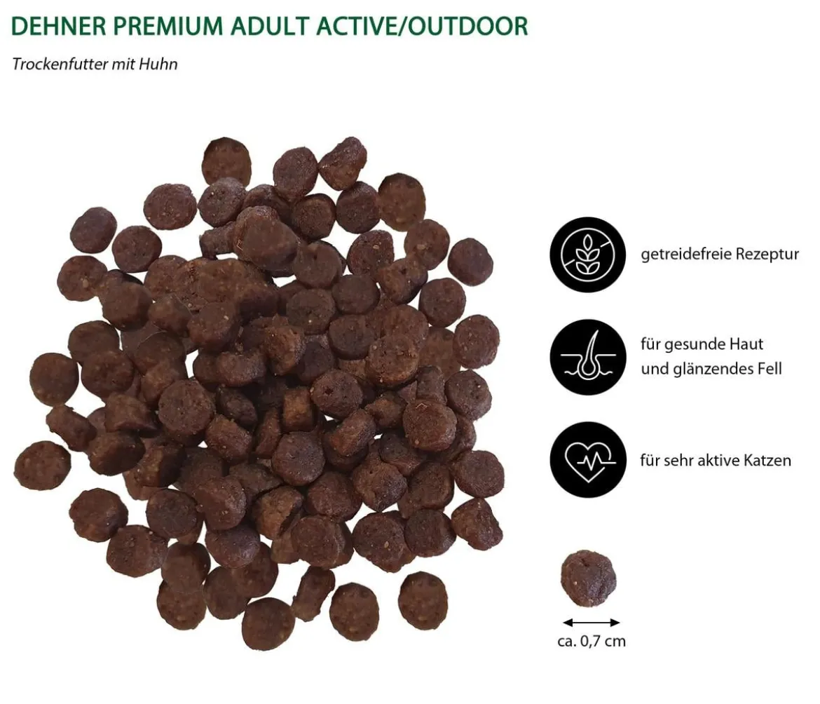 Dehner Premium Trockenfutter für Katzen Active/Outdoor Adult, Huhn