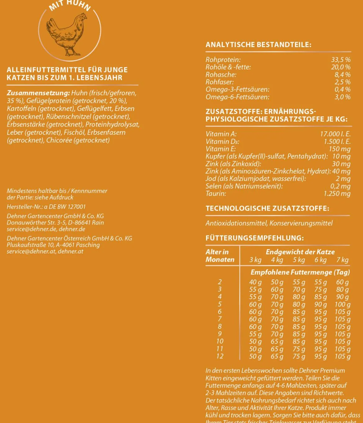 Dehner Premium Trockenfutter für Katzen Kitten, Huhn