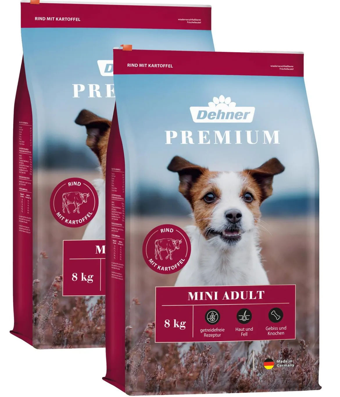 Dehner Premium Trockenfutter für Hunde Mini Adult, Rind & Kartoffel