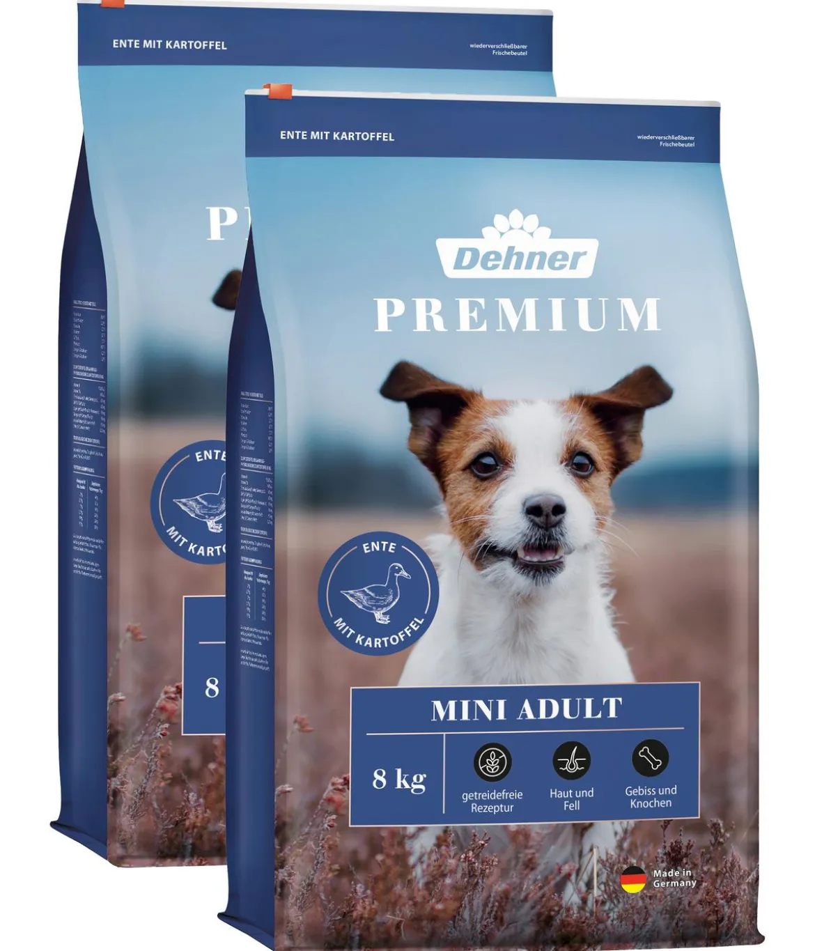 Dehner Premium Trockenfutter für Hunde Mini Adult, Ente & Kartoffel