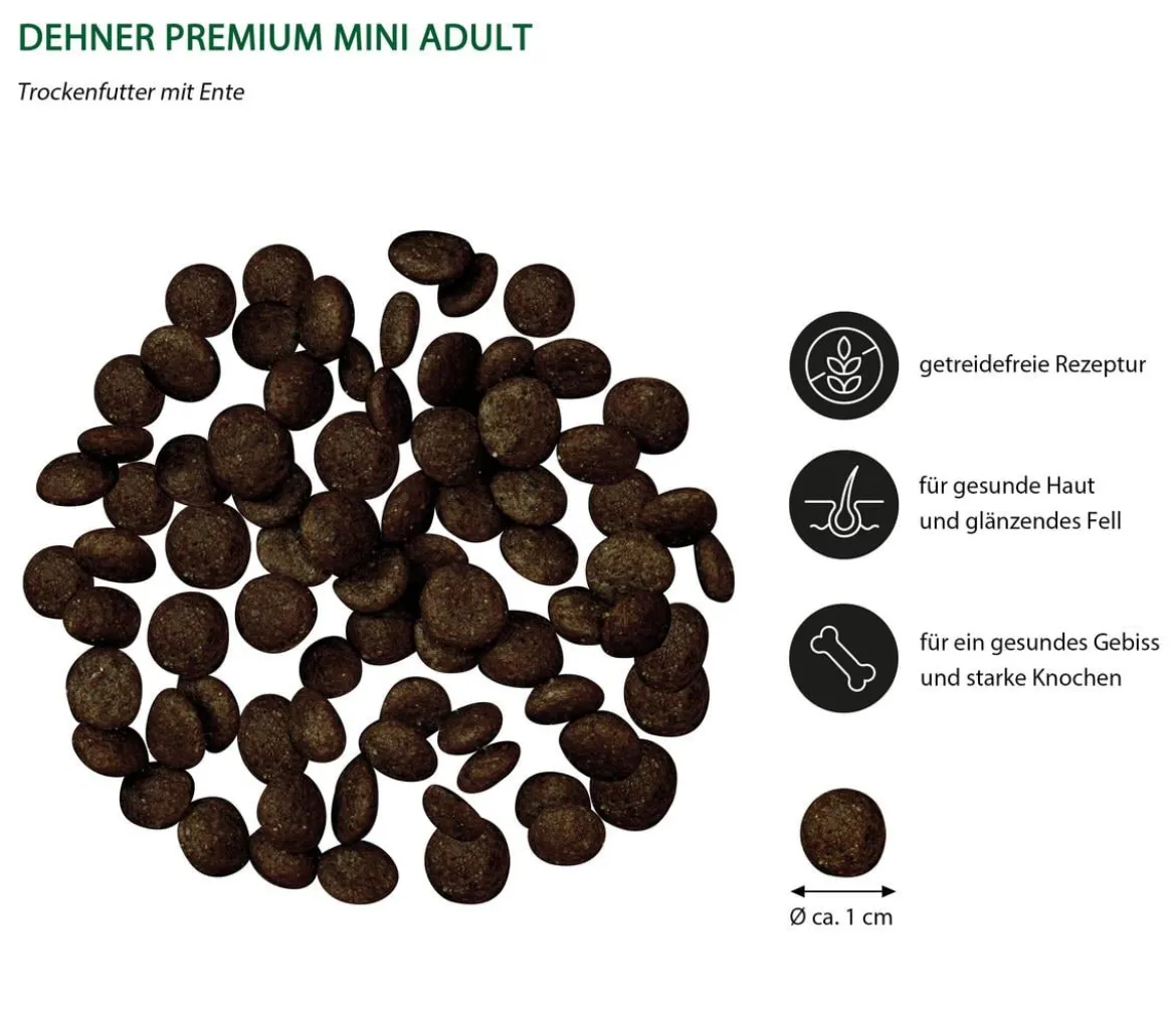 Dehner Premium Trockenfutter für Hunde Mini Adult, Ente & Kartoffel
