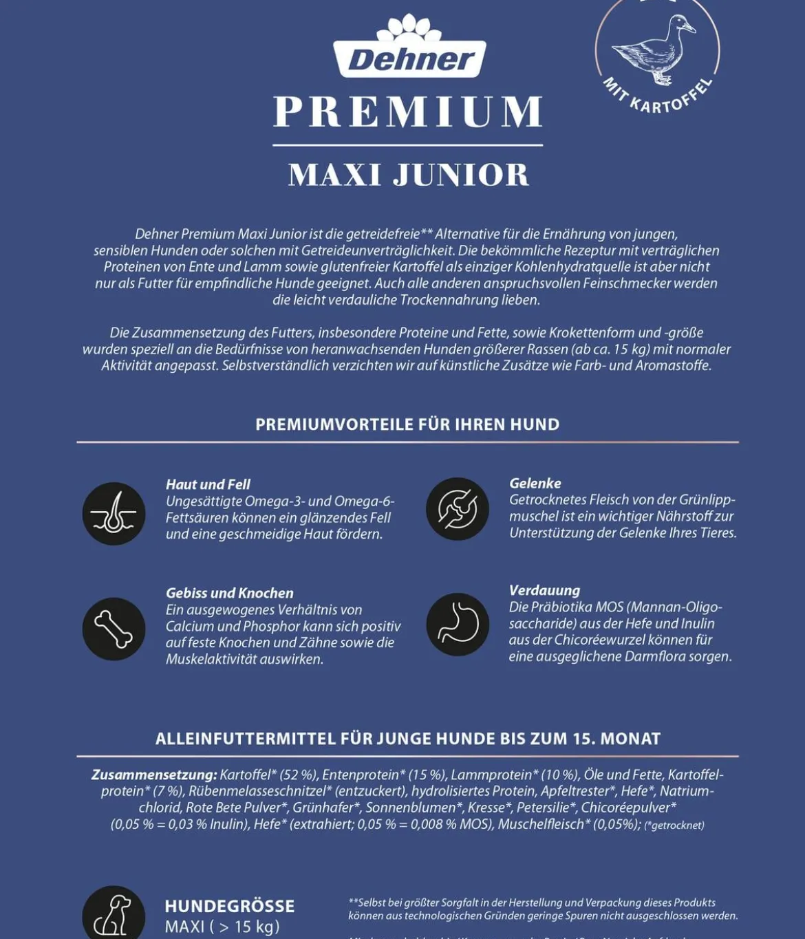 Dehner Premium Trockenfutter für Hunde Maxi Junior