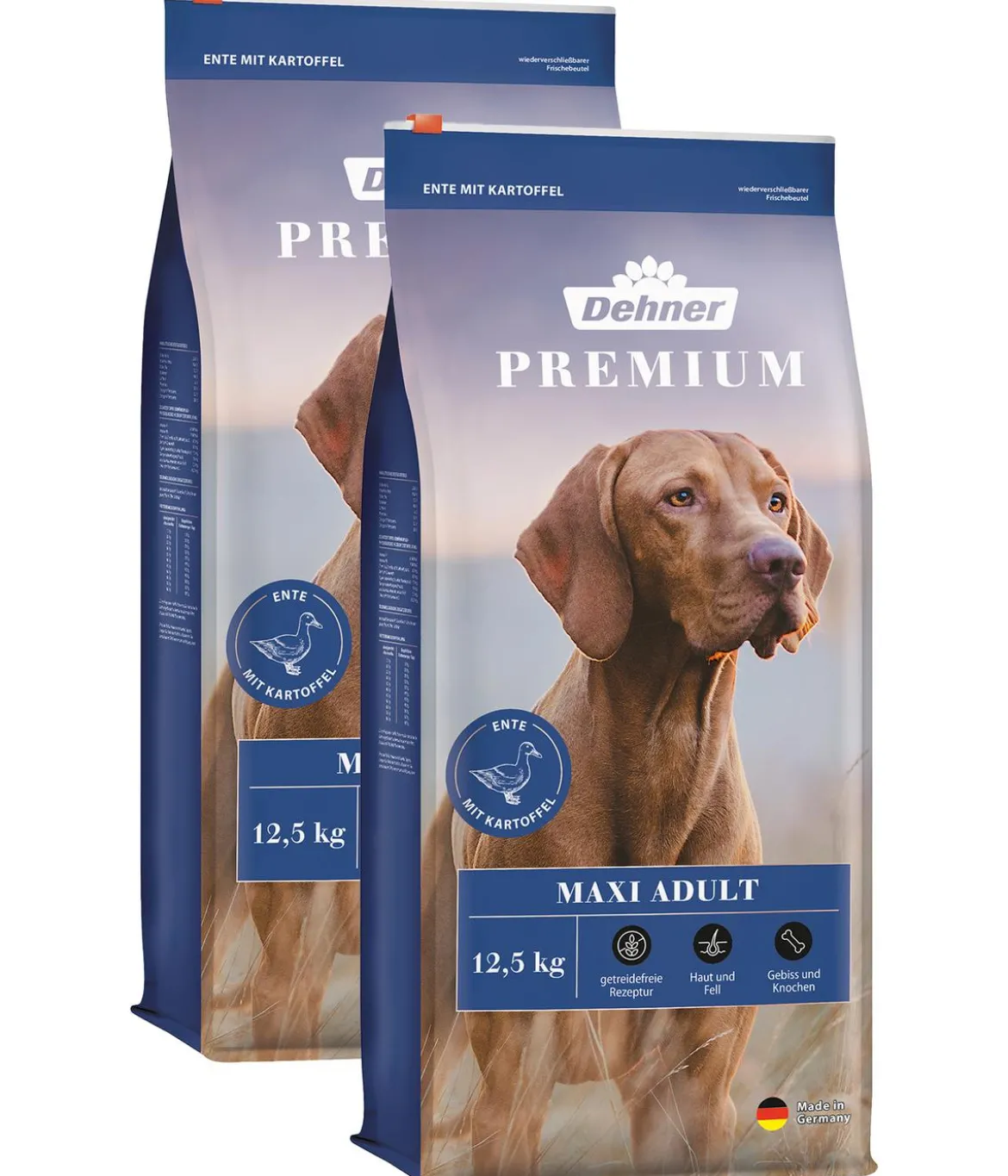 Dehner Premium Trockenfutter für Hunde Maxi Adult, Ente & Kartoffel