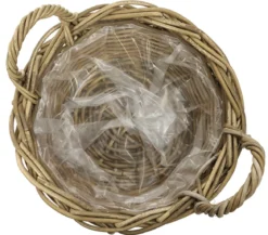 Dehner Rattan Pflanzschale mit Henkel, grau/braun