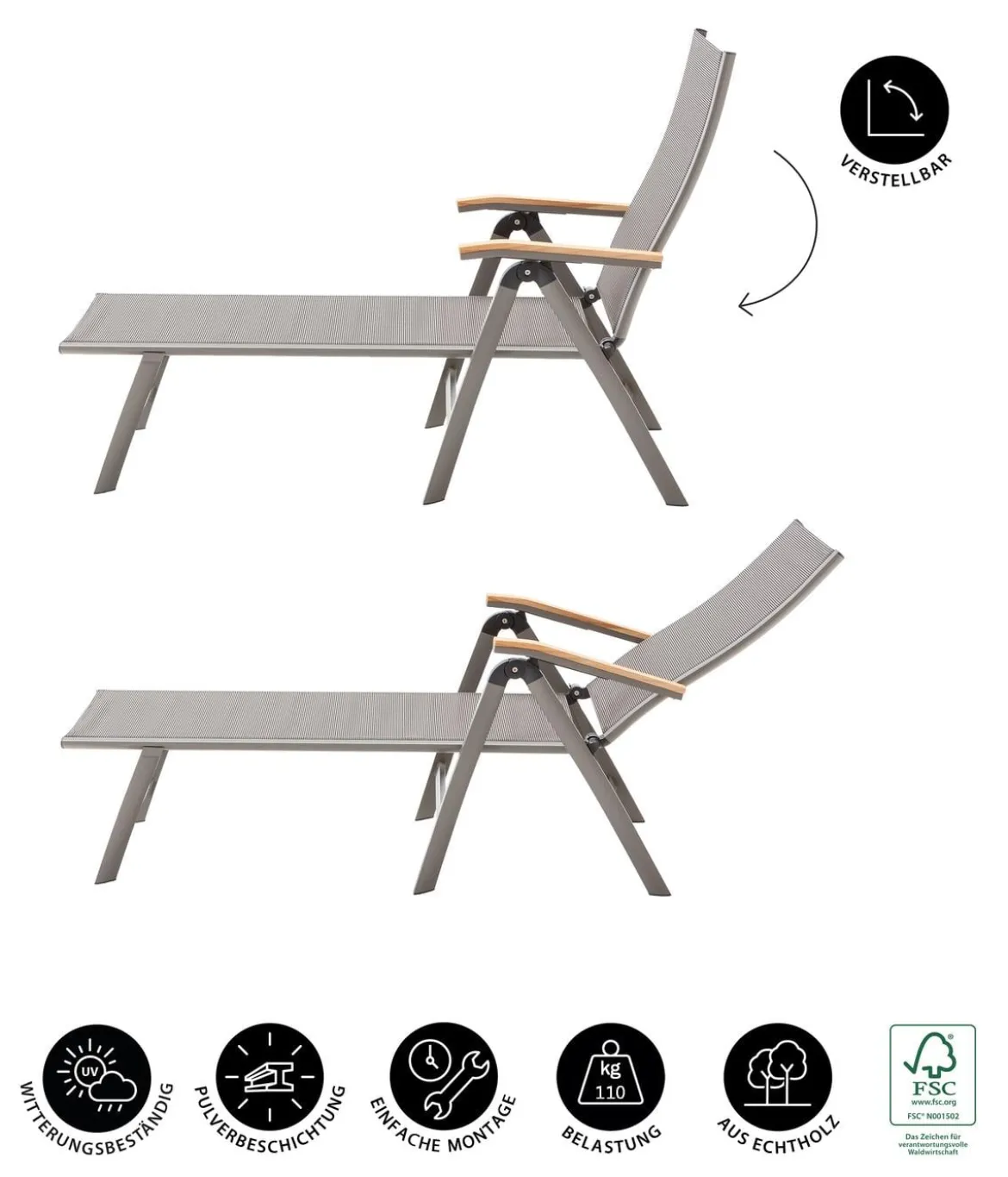Dehner Relaxliege Colmar, ca. B66/H105/T180 cm