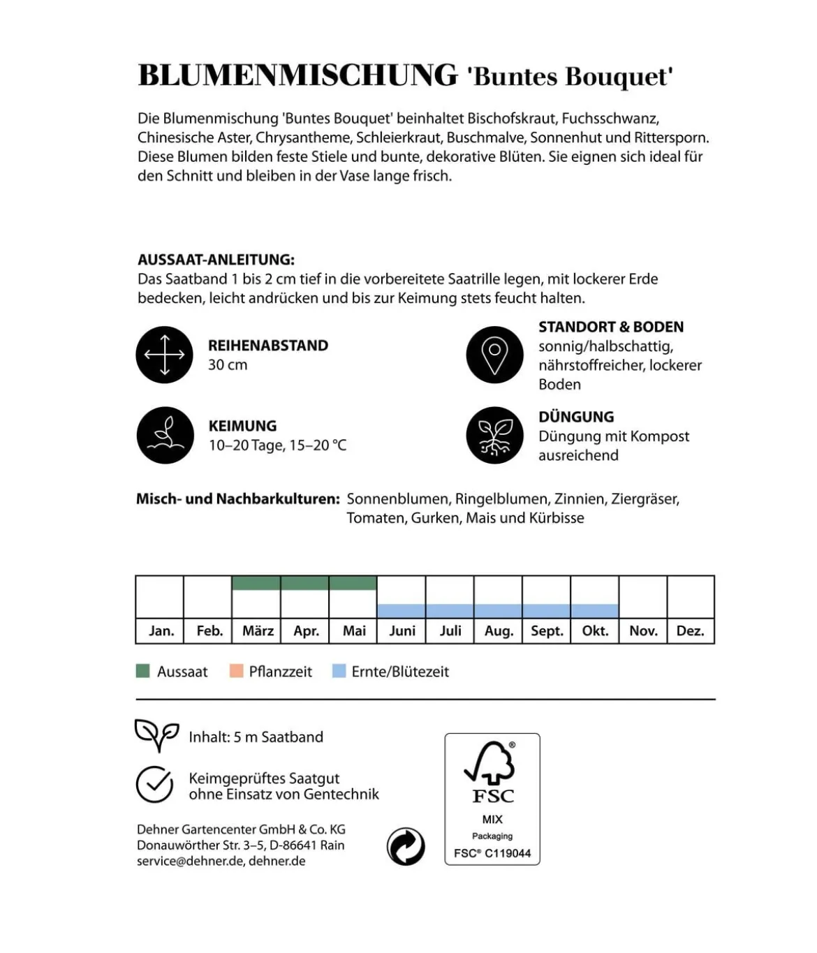 Dehner Saatband Blumenmischung 'Buntes Bouquet