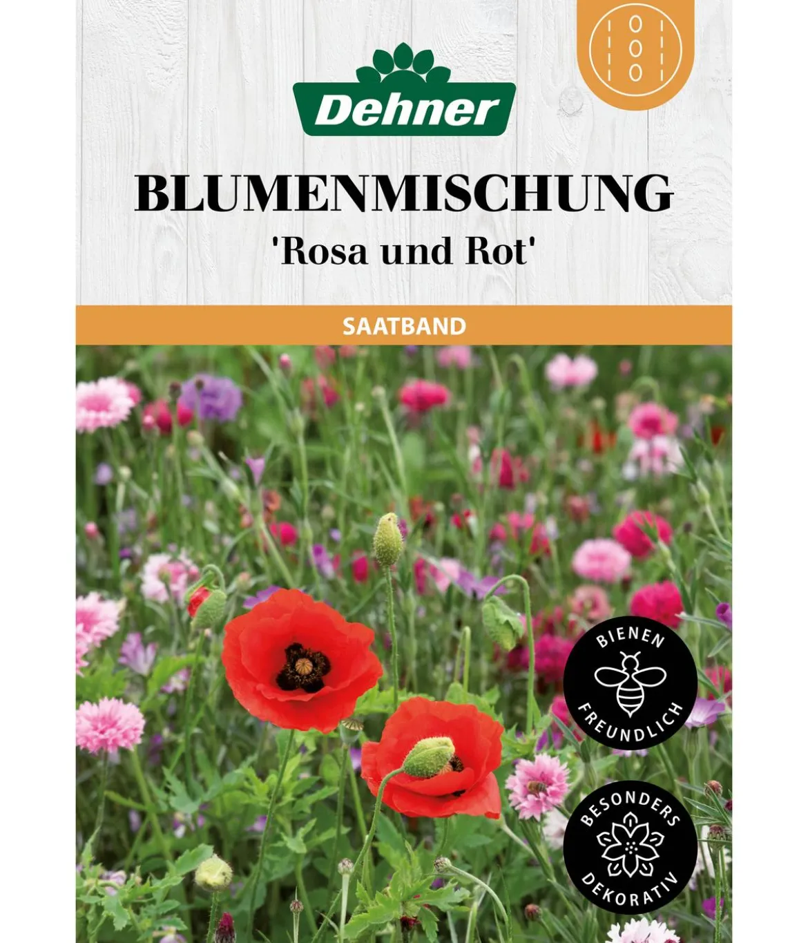 Dehner Saatband Blumenmischung 'Rosa und Rot', L5 m