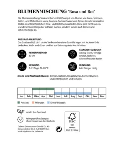 Dehner Saatband Blumenmischung 'Rosa und Rot', L5 m