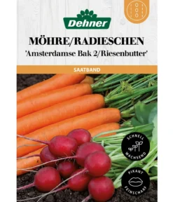 Dehner Saatband Möhre/Radieschen 'Amsterdamse Bak 2/Riesenbutter', L5 m