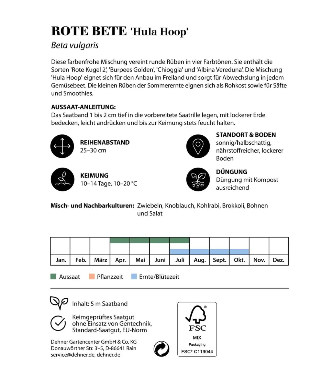 Dehner Saatband Rote Bete 'Hula Hoop', L5 m